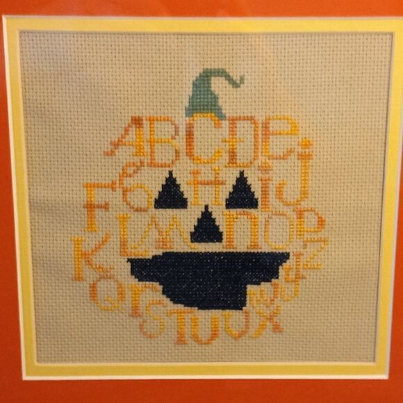 A-Z Pumpkin Sampler Framed and Matted Cottagecore Countrycore Country - Picture 2 of 7